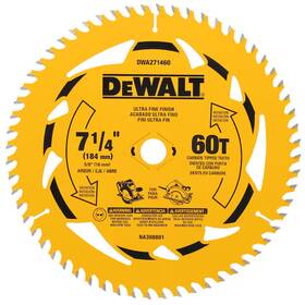 Dewalt 744759258458 7-1/4-in 60 -tooth Ultra Fine Finish Tungsten Carbide-tipped Steel Circul