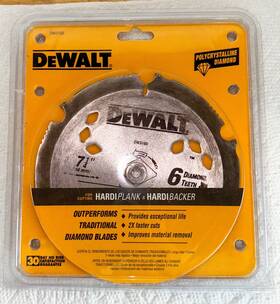 Dw3193 Dewalt 7-1/4 Inch 6 Tooth Pcd Damond Fiber Hardiplank And Hardibacker Blade