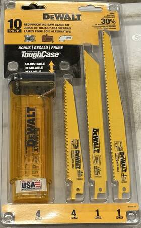 Dw4898 Dewalt 10 Piece Reciprocating Saw Blade Kit With Tough Case