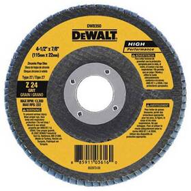 Dw8352 Dewalt Flap Disc Type 27 4-1/2 Inch X 7/8 60 Grit Zirconia Lot Of 10