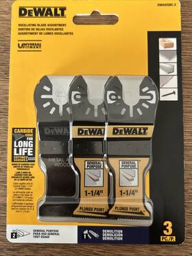 Dwa4258c-3 Dewalt 3pc 1 Inch Oscillating Tool Blade Metal And Wood General Purpose