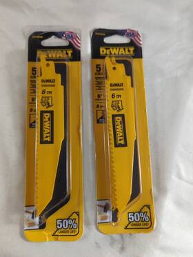 Dwar6066 Dewalt 2 Packs Of 5-piece 6 Inch Reciprocating Saw Blades 10 Total Blade