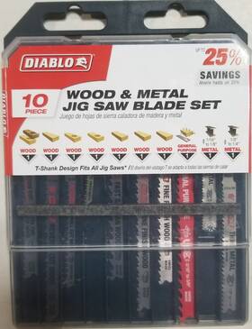 Diablo 008925153696 Djt10s T-shank Jig Saw Blade Set For Wood And Metal 10-piece