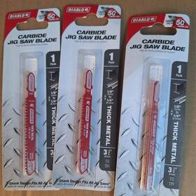 Diablo 008925166146 3 Packs Of Carbide Jig Saw Blades Djt118ehm Thick Metal 3-3/5 Inch 10tpi