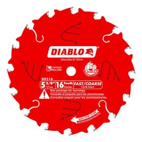 D0516x Diablo 5-3/8 Inch X 16-teeth Fast Framing Trim Saw Blade For Wood