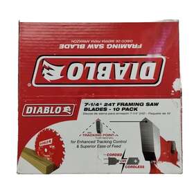 D0724 Diablo 7-1/4 Inch 24t Framing Saw Blades With Tracking Point 10 Pack New Unused
