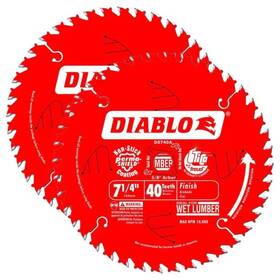D0740px Diablo 7-1/4 Inch 40t Finish/plywood 5/8 Arbor Saw Blade Non-stick 2pk