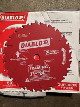 D0724 Diablo D724 /7-1/4 /184 Mm Saw Blade With 24 Teeth 10
