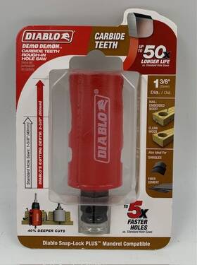Dhs1375ctr Diablo Demon Carbide Teeth Rough-in Hole Saw -1-3/8 Inch Dia 2-3/8 L -