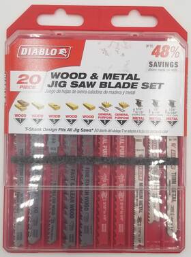 Djt20s Diablo T-shank Jig Saw Blade Set For Wood And Metal 20-piece