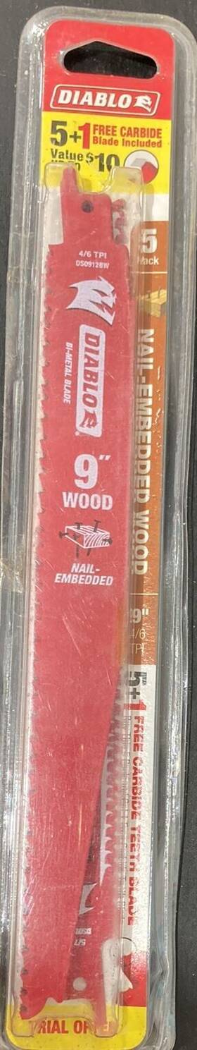 Ds0912bw5pc Diablo 9 Inch 6/12 Tpi Nail-embedded Wood Blade 5pack A8