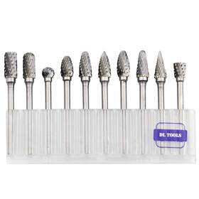 Dl Tools Cb-3× 6 Dltools 10pcs Double Cut Tungsten Carbide Rotary Burr Set Metal Carving Dril