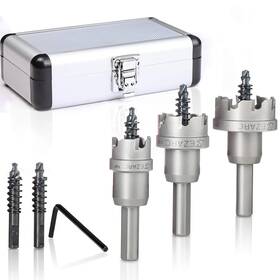 804201 Ezarc Carbide Hole Saw Kit 3 Piece Tipped Cutter With Pilot Dri