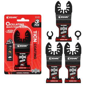 Ezarc 810151451398 Obsidian Carbide Oscillating Saw Blades 3-pack Ticn Coated Multi-material Cuts
