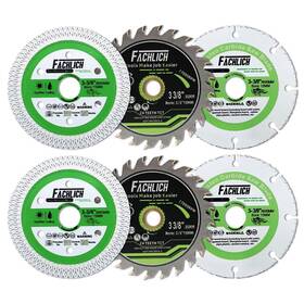1062085x06 Fachlich 3-3/8 Inch Tile Wood Plastic Blades - 6pcs Mini 85mm Circular Saw