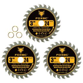 Fox324t Foxbc 3 Inch Circular Saw Blade 24t Carbide Cuts For Wood Plastic Yellow