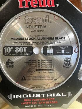 Lu77m010 Freud 10-inch 80 Tooth Tcg Thin Kerf Non-ferrous Metal Saw Blade