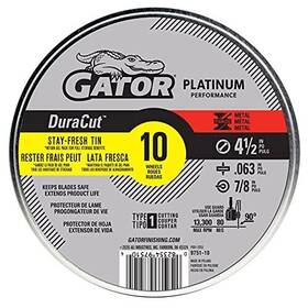 975110 Gator Duracut Type 1 Metal Cut-off-wheel 4-1/2 Inch X .063 7/8 10 Pack