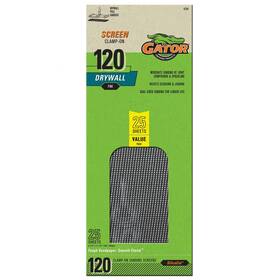 4258 Gator Finishing Products Clamp-on Precut Drywall Sanding Screen 4-1/4 Inch X 11-1/4 120 Grit 25