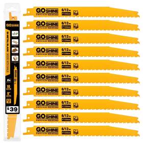 10jp-001 Goshine 10 Pack 9 Inch 6/12 Tpi Reciprocating Saw Blades For Nail-embedded Wood Bi-me