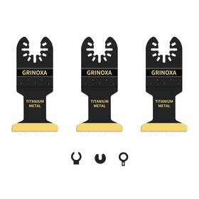 Otb-007 Grinoxa 3pcs Titanium Oscillating Multitool Blades Universal Fit Metal And Wood Cutting