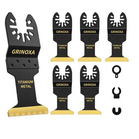 Otb-008 Grinoxa 6pcs Titanium Oscillating Multitool Blades Heavy Duty Metal Wood Cut Kit Nails