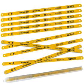 X008-au Hanpex Hacksaw Replacement Blades 10 Pack High Speed 24 Tpi - 12 Inch Length Hack Saw