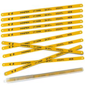 X063-au Hanpex Hacksaw Replacement Blades 10 Pack High Speed 24 Tpi - 12 Inch Length Hack Saw