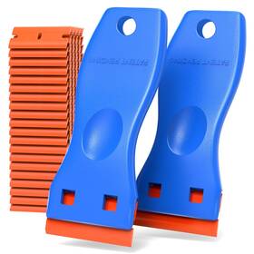 Heleman 703145696908 Plastic Razor Blades Scraper Tool - 2 Pack Wall Paint Remover With 100 Pcs Pl