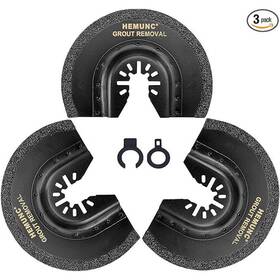 Hemunc 779149850899 3pcs Oscillating Tool Blades For Grout Removal Tile Mortar Concrete Masonry 1/16
