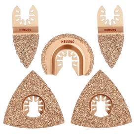 Hemunc 779149851353 5pcs Mixed Universal Carbide Oscillating Tool Blades Set For Tile Grout Morta