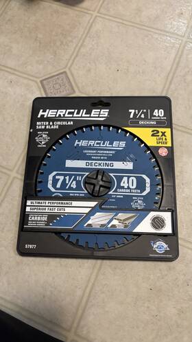 57977 Hercules 7-1/4 Inch Miter And Circular Decking Saw Blade -40t Kerf 5/8 Arbor-