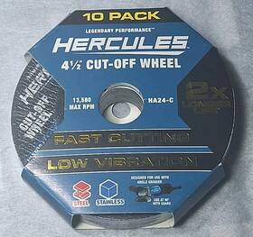 Ha24-c Hercules New 10pk 4-1/2 Inch Cut-off Wheels X 1/16 7/8 #57068