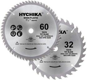 7145860t Hychika Set Of 2 Saw Blades 7-1/4 Inch 60 Tooth And 32 With 5/8 Arbor Steel Mat