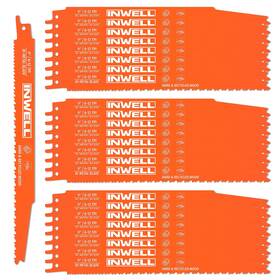 Inwell In0207225 9 Inch Reciprocating Saw Blades 6/12 Tpi Bi-metal For Wood Pvc And Nail Cutti