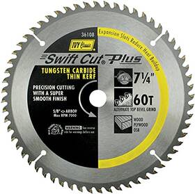 36108 Ivy Classic Industries Swift Cut Plus Carbide Thin Kerf Saw Blade 60t X 7-1/4 Inch