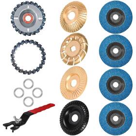 Jayzod 705353210372 11pcs Wood Carving Disc For 4 Inch Or 1/2 Angle Grinder With 5/8 Arbor Upgraded