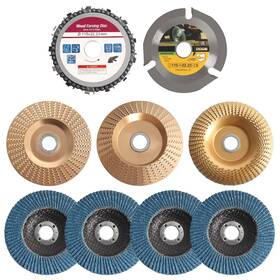 Jeonan 016392441758 Wood Carving Disc Set For 4 Inch Or 1/2 Angle Grinder With 5/8 Arbor Grind