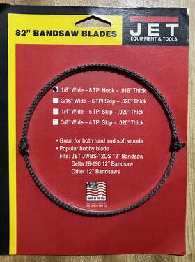 709390 Jet Equipment & Tools 662755126109 Vtg. Bandsaw Blade 82 Inch - 1/8 Wide 8 Tpi Hook .018 Thick Envbr