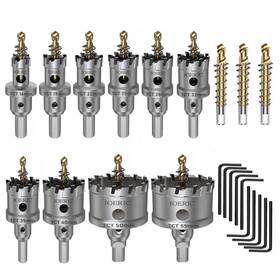 J032 Joeric 10 Piece Carbide Hole Saw Kit Cutter Set With 3 Extra Titanium-plated P