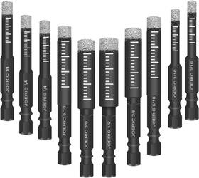 J046 Joeric 10 Pcs Black Dry Diamond Drill Bits Set Hex Shank Hole Saw Kit With