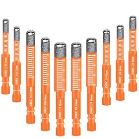 J051 Joeric 10 Pcs Orange Dry Diamond Drill Bits Set Hex Shank Hole Saw Kit With