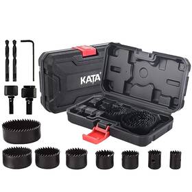Kt-k11k-hs42 Kata 12pcs Hole Saw Kit 3/4 Inch -2-1/2 19-64mm Set With Mandrels Hex
