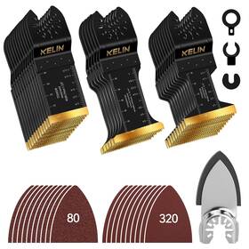 Kelin-49tjpsz Kelin 49 Pcs Titanium Oscillating Tool Saw Blades With Sanding Kit Universal Multi
