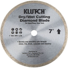 585941201 Klutch 7in Continuous Rim Wet Dry Diamond Blade 0.06in Width Fits 5/8in Shaft