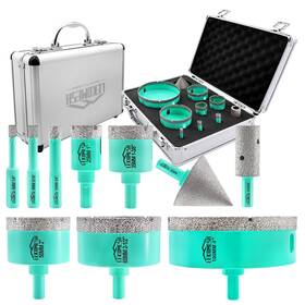 Le2-ga-l12 Lekomesh Tile Hole Saw Kit - 6/8/10/25/35/50/65/100mm 20mm Finger Bit 50mm Chamfer Bi