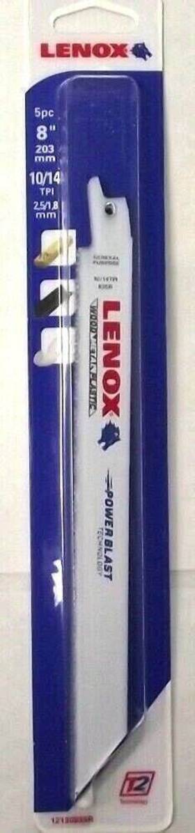 12130835r-5 Lenox 12130835r 8 Inch X 10/14 Tpi Bi-metal Recip Saw Blades 5- 5pk