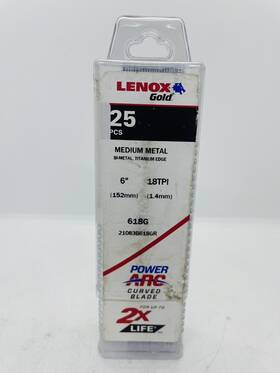 21083b618gr Lenox 6 Inch 152mm 18 Tpi Gold Arc Reciprocating Saw Blade 25 Pack