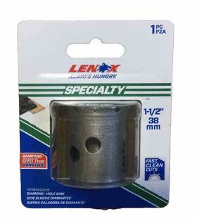 1211824dghs Lenox Tools 12118 Specialty Diamond Grit Hole Saw 1-1/2 Inch No Arbor 3c
