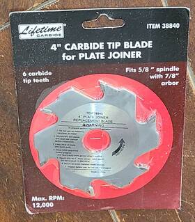 38840 Lifetime Carbide 4 Inch Tip Blade For Plate Joiner Fits 5/8 Spindle With 7/8 Arbor #38840